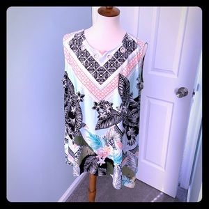 New Directions Floral Sleeveless Blouse - Black, White, Pink, Blue